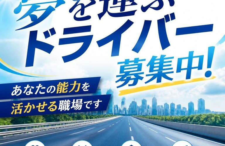 夢を運ぶドライバー募集中！あなたの能力を活かせる職場です