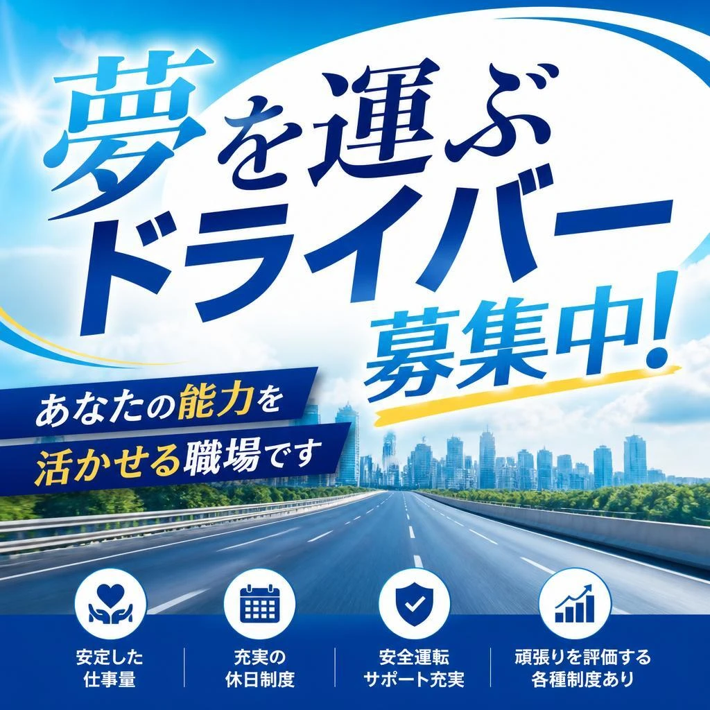 夢を運ぶドライバー募集中！あなたの能力を活かせる職場です