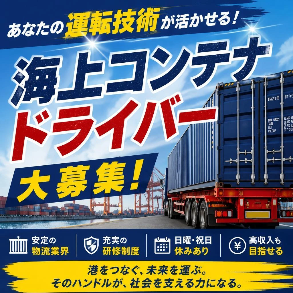 あなたの運転技術が活かせる！海上コンテナドライバー大募集！