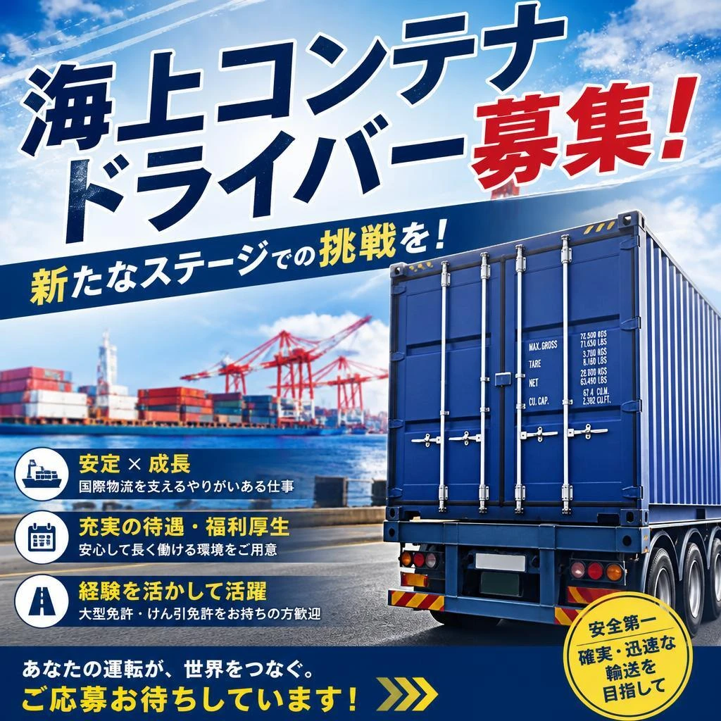 海上コンテナドライバー募集！新たなステージでの挑戦を！