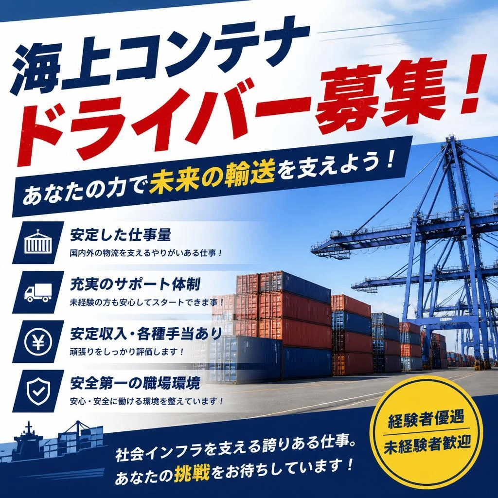海上コンテナドライバー募集！あなたの力で未来の輸送を支えよう！