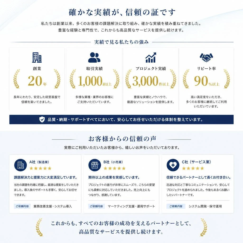 実績と信頼の証