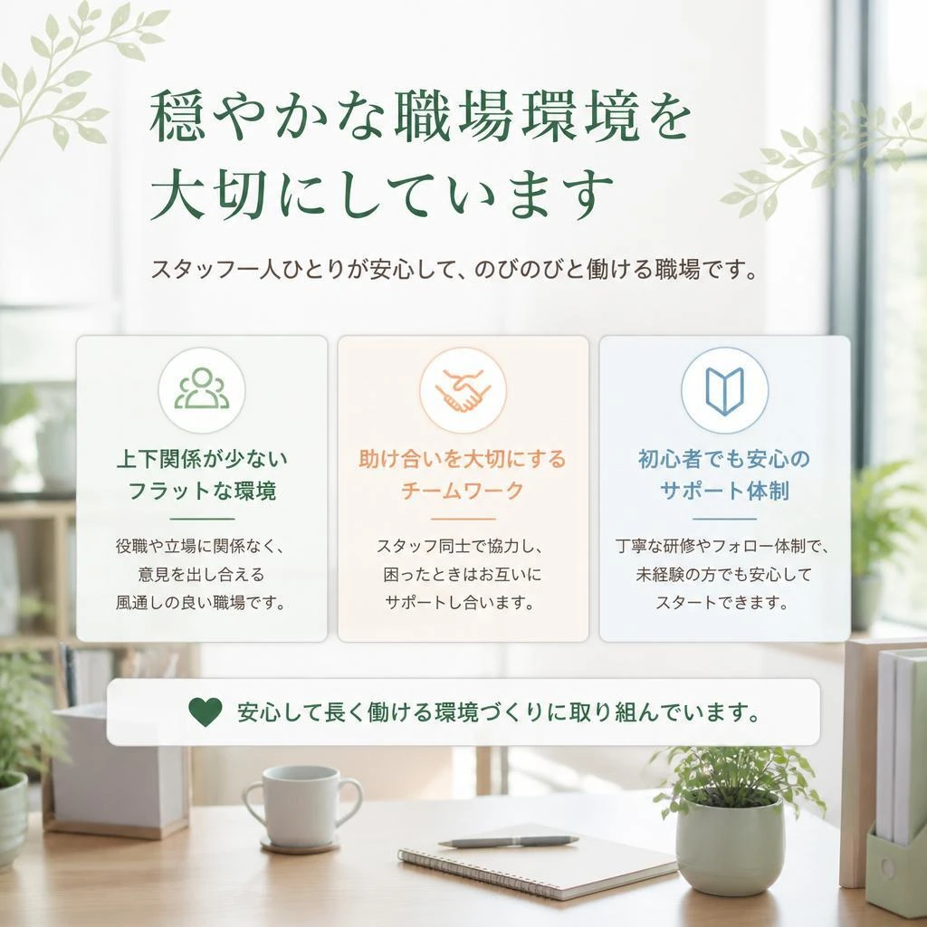 働く環境はアットホーム