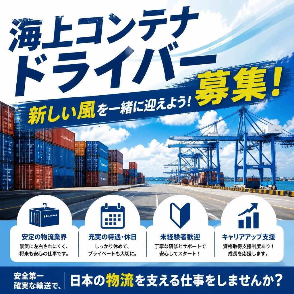 海上コンテナドライバー募集！新しい風を一緒に迎えよう！